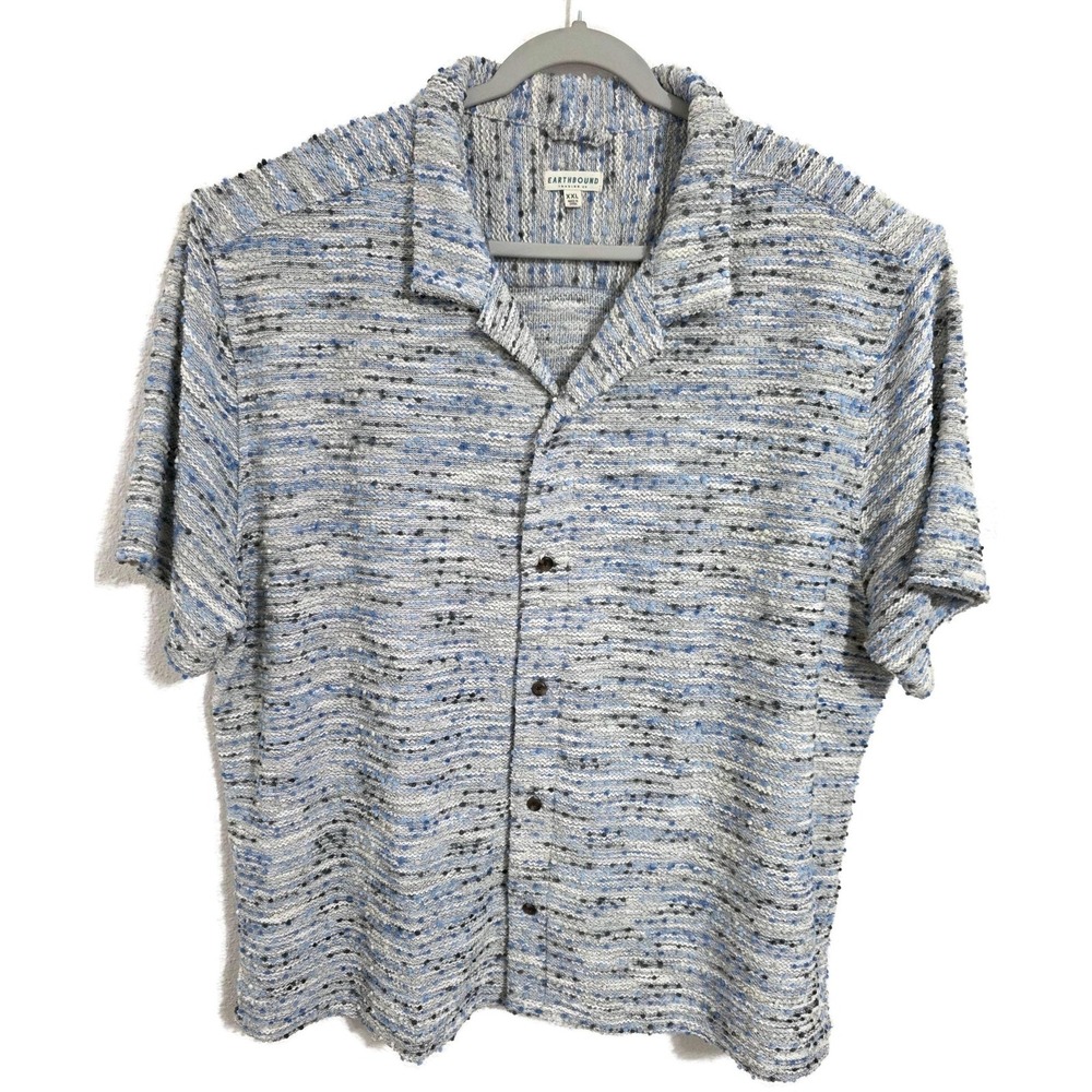 Earthbound Trading Co Sweater Mens 2XL Gray Short Sleeve Button Cardigan Knit‎